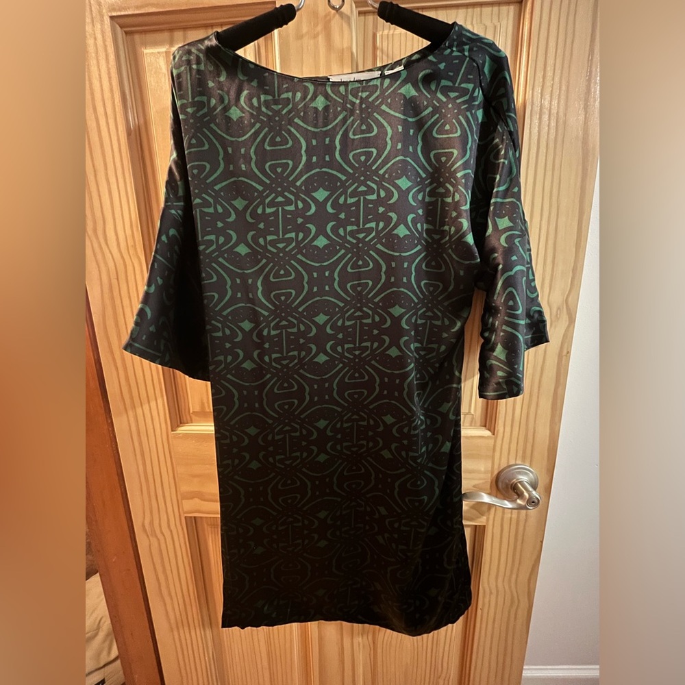 Laundry by Design Black and Green Patterned Dress